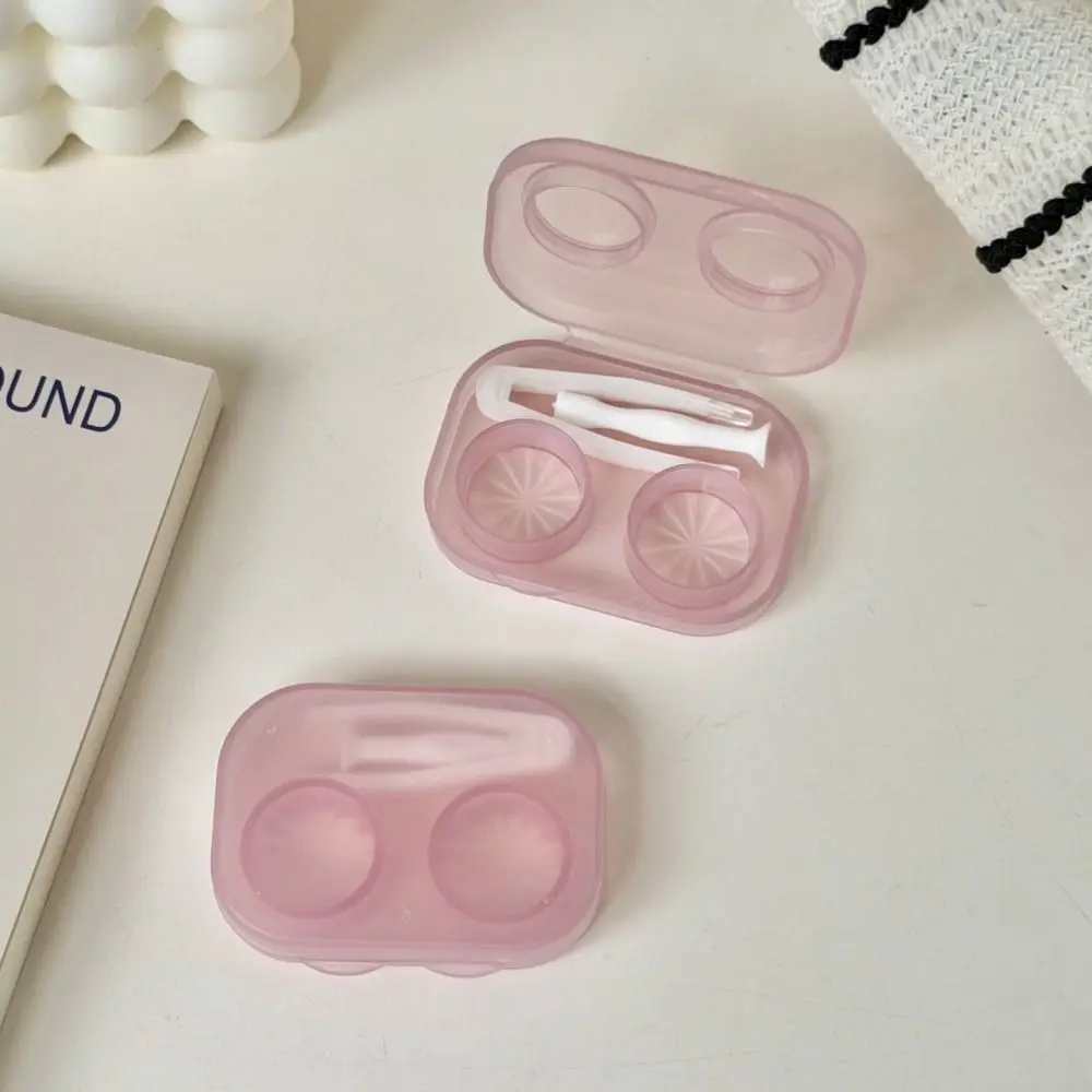 New Plastic Contact Lens Box Transparent Portable Cosmetic Lenses Container Wearing Stick with Tweezers Companion Box Girls