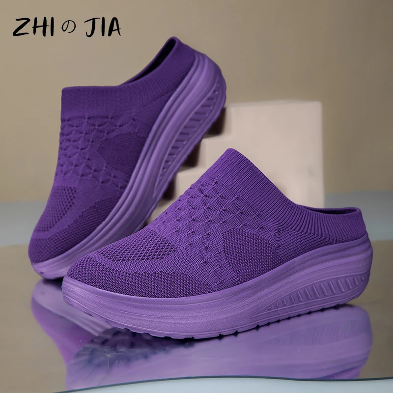 

Женские тапочки-носки на толстой подошве, летние сетчатые дышащие повседневные тапочки, обувь для активного отдыха, удобная домашняя обувь