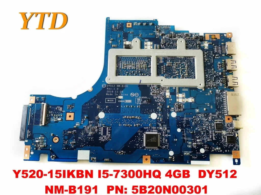 Original for Lenovo Y520-15IKBN Laptop motherboard  Y520-15IKBN I5-7300HQ 4GB  DY512  NM-B191  PN 5B20N00301  Tested good free s