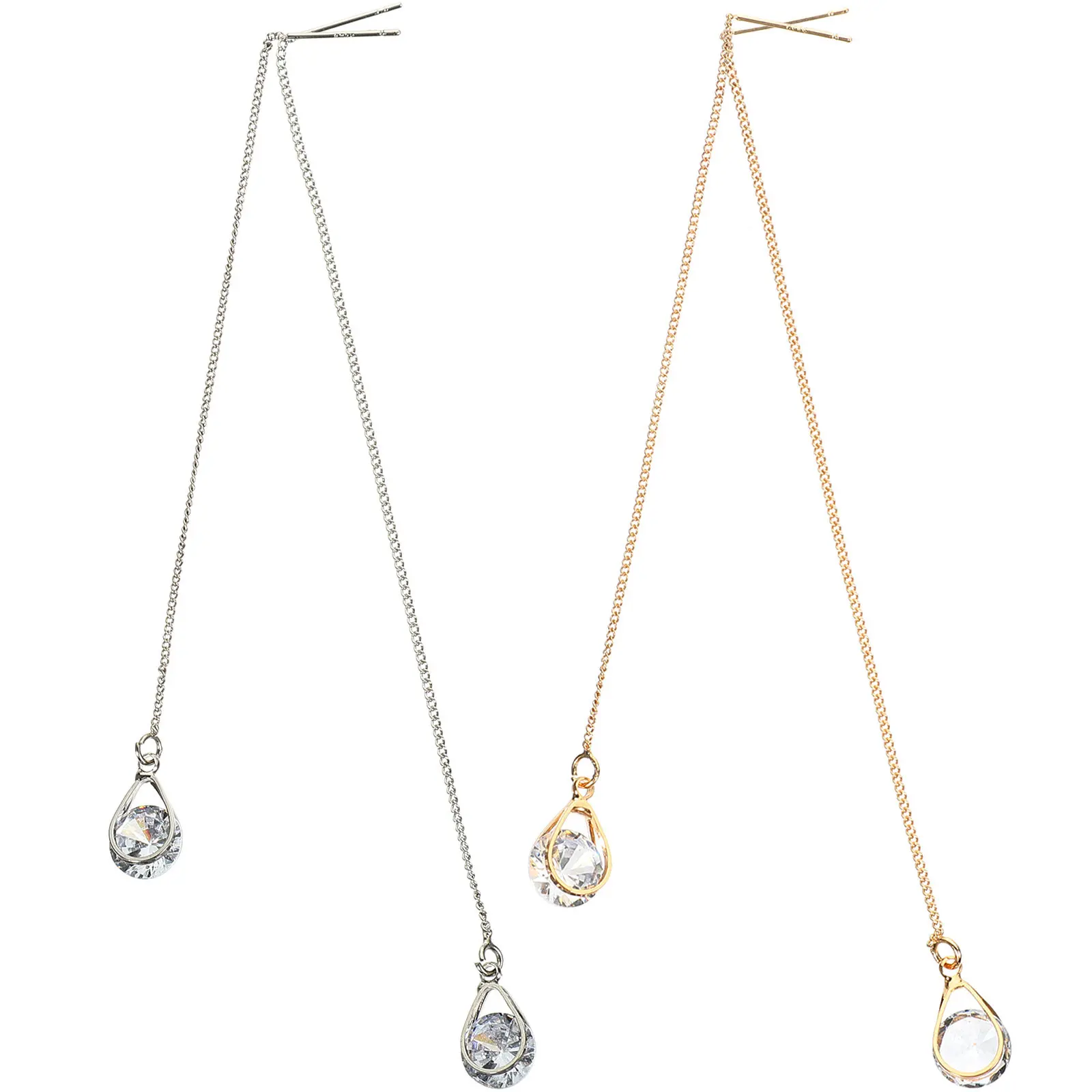2Pairs Tassel Chain Threader Earrings for Women Teen Drop Dangle Earrings Ear Jewelry Trendy Earring