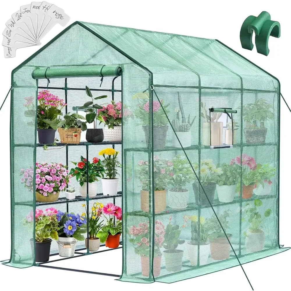 56 X 85 X 75'' Greenhouses Portable Greenhouse Kit with Mesh Side Windows Heavy Duty Walk in Green House