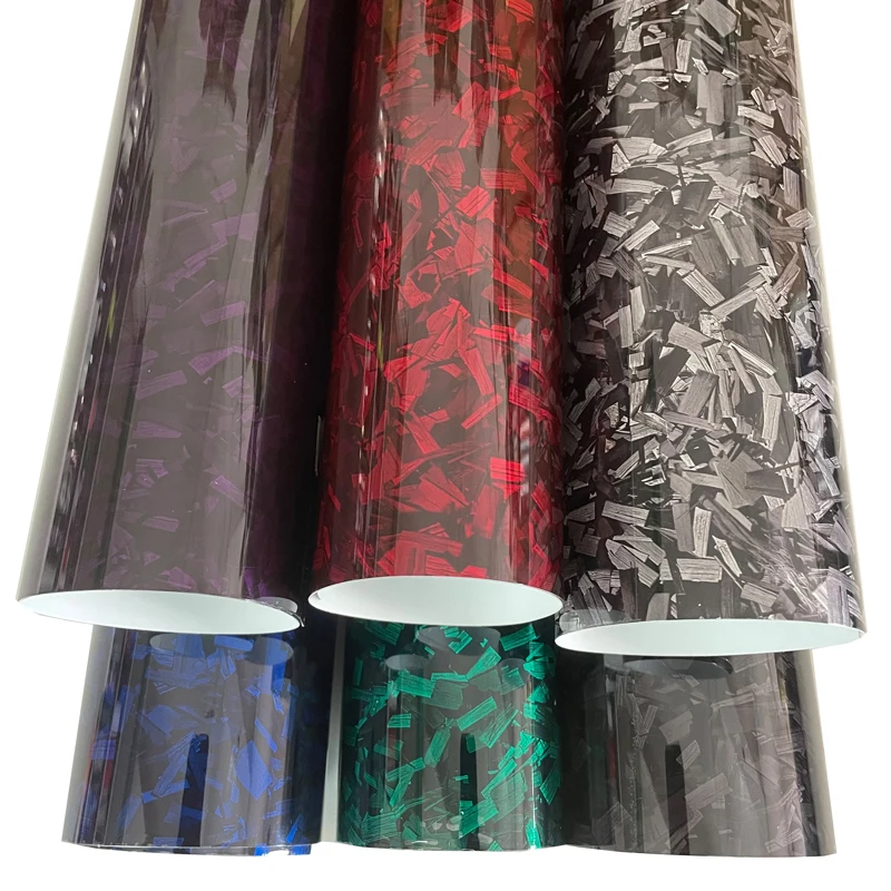 Premium PET Gloss Forged Carbon Fiber Vinyl Wrap Roll Self Adhesive Decal Vehicle Car Wrapping Foil