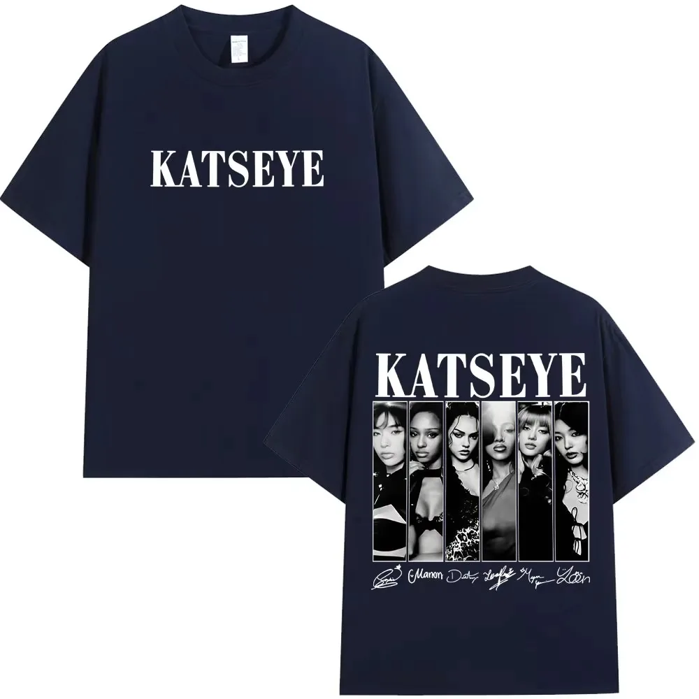 Vintage Koreanischer Stil Katseye Grafik-T-Shirts Kpop Herren Damen Beliebte T-Shirts Mode Harajuku Lässige Streetwear Ästhetische Oberteile – Detail 8