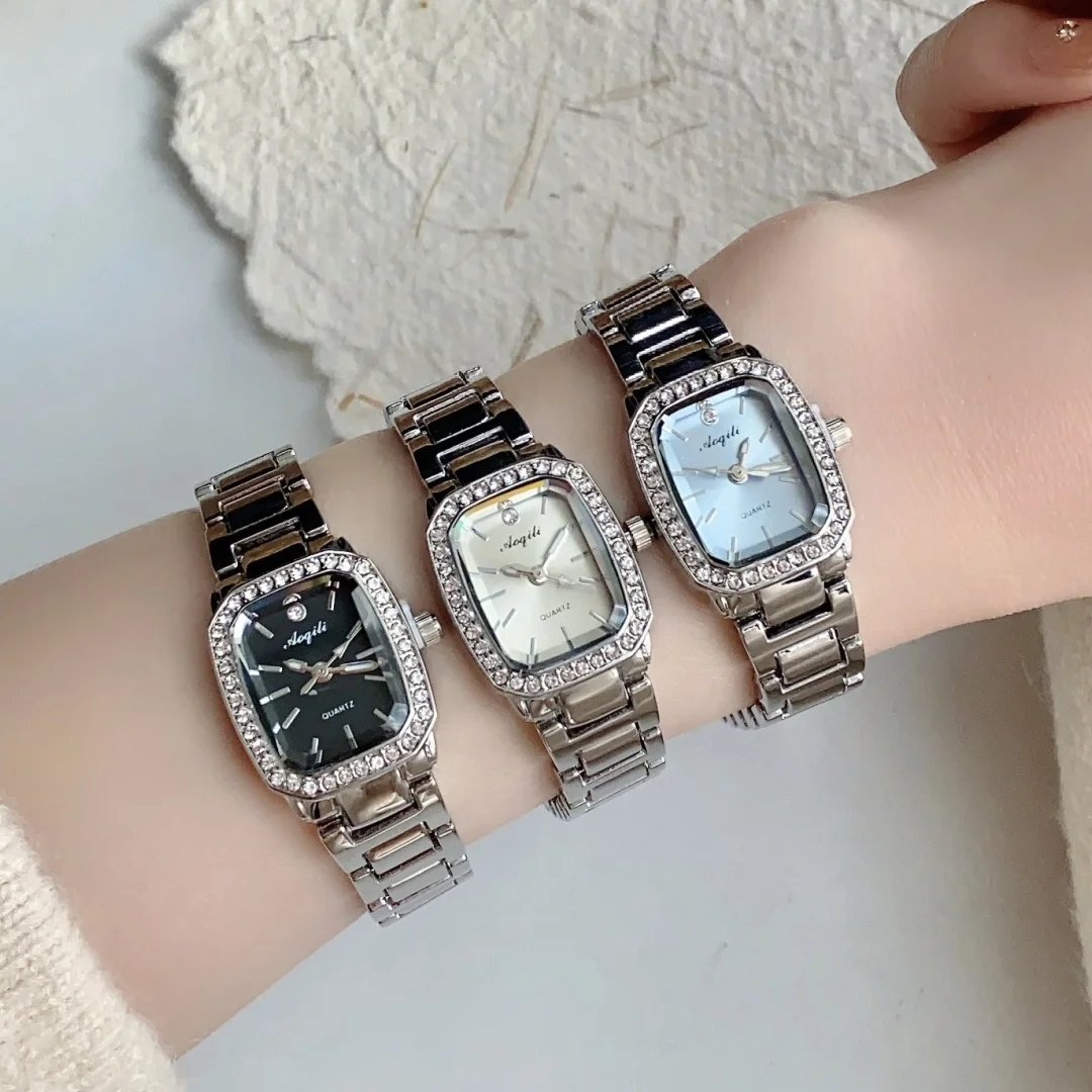 Moda pequeno mostrador quadrado relógios femininos senhoras relógio de quartzo relógios de pulso feminino vestido pulseira de ouro relógio feminino