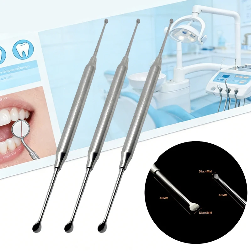 

3PCS Dental Implant Excavator Spoon Oral Surgery Tools for Dental Bone Curettes, Round Tip Surgical Cavity Tool