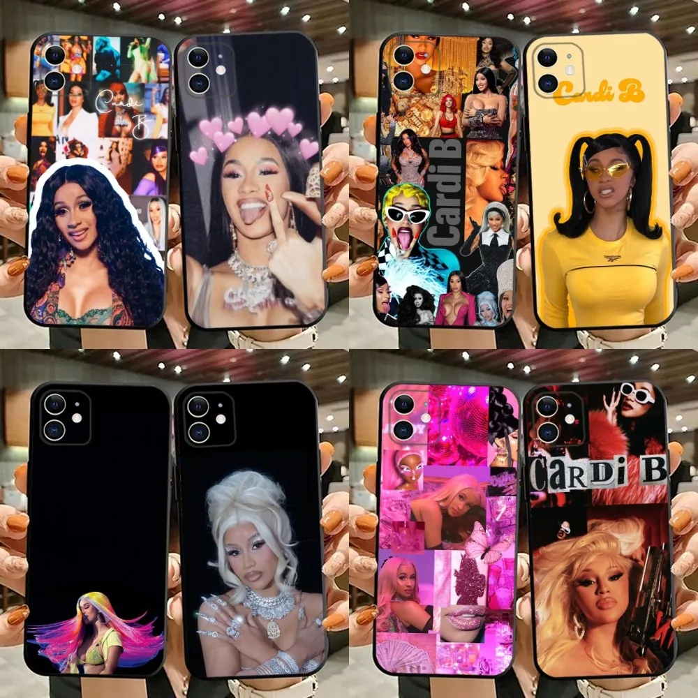 Cardi B Rapper Phone Case For iPhone 15,14,13,12,11,Plus,Pro Max,XS,X,XR,SE,Mini,8,7 Soft Silicone Black Cover