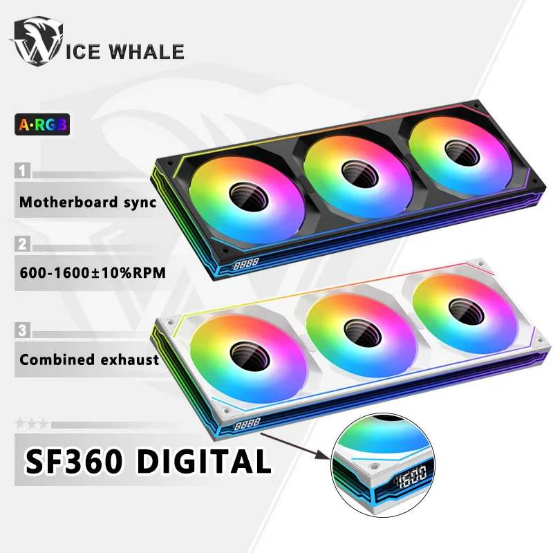 XIGMATEK SF360 DIGITAL ARGB PC Case Fan Infinity Mirror Motherboard Sync 4PIN PWM CPU Cooler Fan ventilador Conjoined Structure