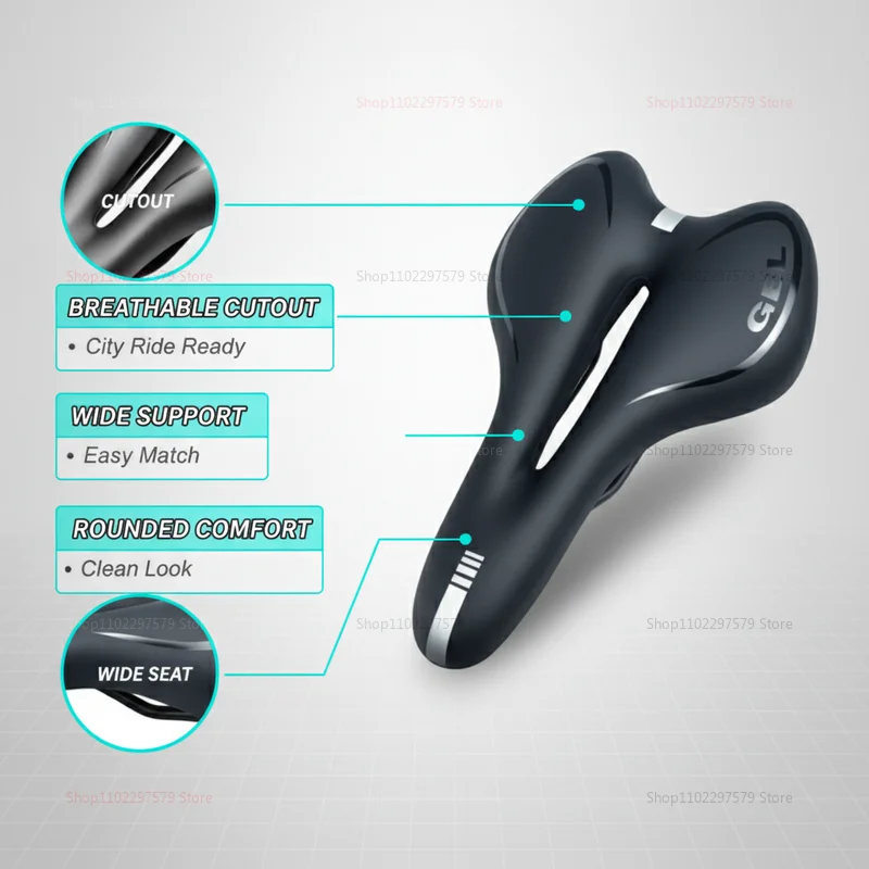 Comfortable road bicycle saddle, hollow design with shock-absorbing function bicycle accessory, breathable soft cushion seat cov