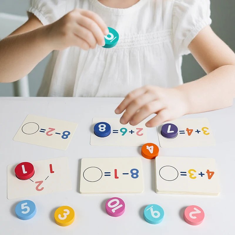 Rekenspeelgoed Digitale kaart Montessori Houten optellen Aftrekken Leermiddelen Aftrekken Bediening Leren Logisch denken Cadeau