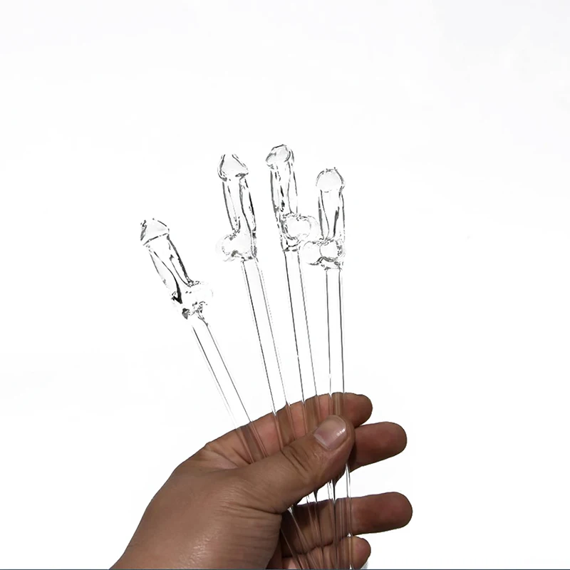Creative Penis Shape Glass Straw High Boric Acid Transparent Glass Straws Heat Resistant Reusable Party Supplies