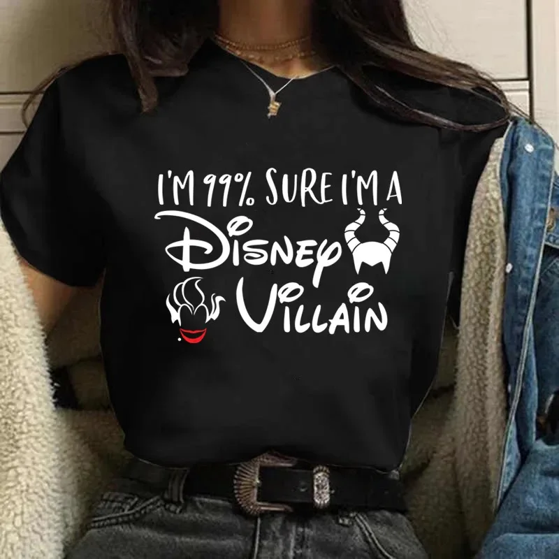 Fashion Disney Villain Queen Women T-shirt Harajuku 90s Ladies Aesthetic Friends T-shirt Kawaii Summer Short Sleeves T Shirt