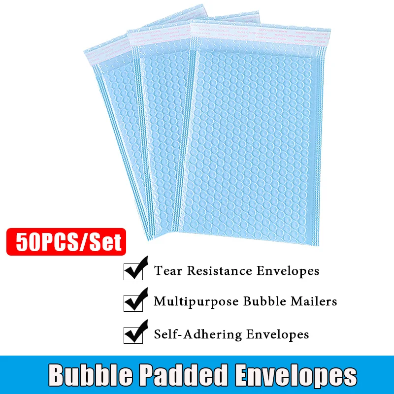 

50Pcs/set Bubble Mailer Bubble Padded Mailing Envelopes Mailer Poly Waterproof Padded Mailing Self Seal Shipping Packaging Bags