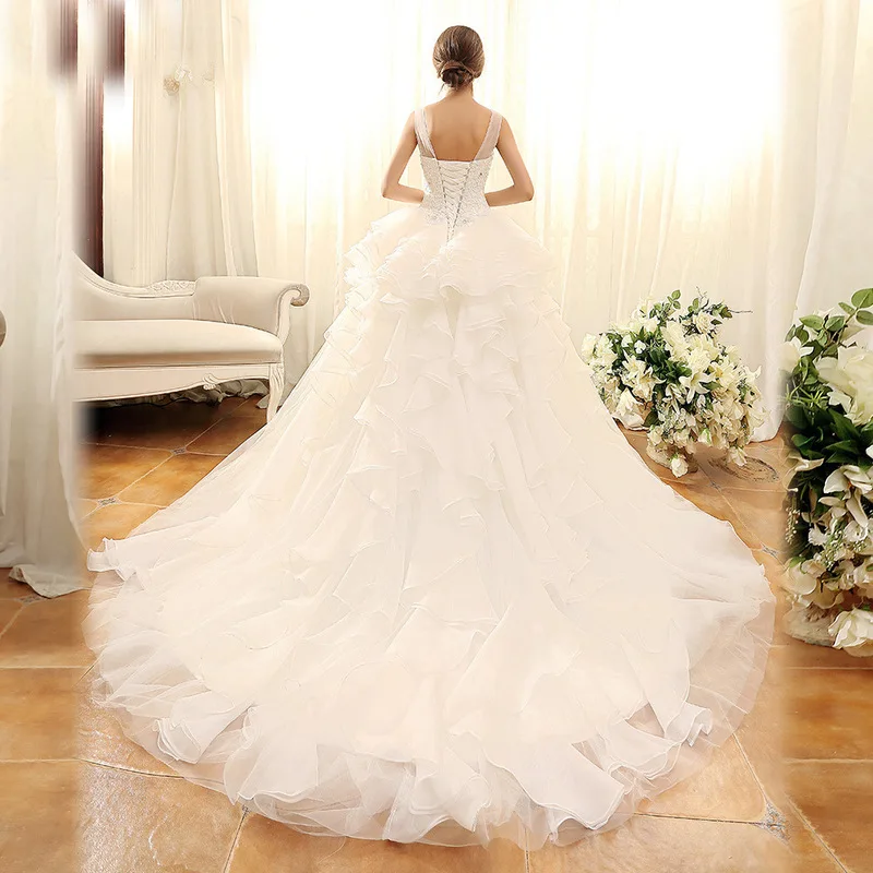 Vestidos De Novia modernos con apliques De encaje y volantes, Vestidos De Novia largos De Organza con gradas, nuevos Vestidos De Novia personalizados 2025