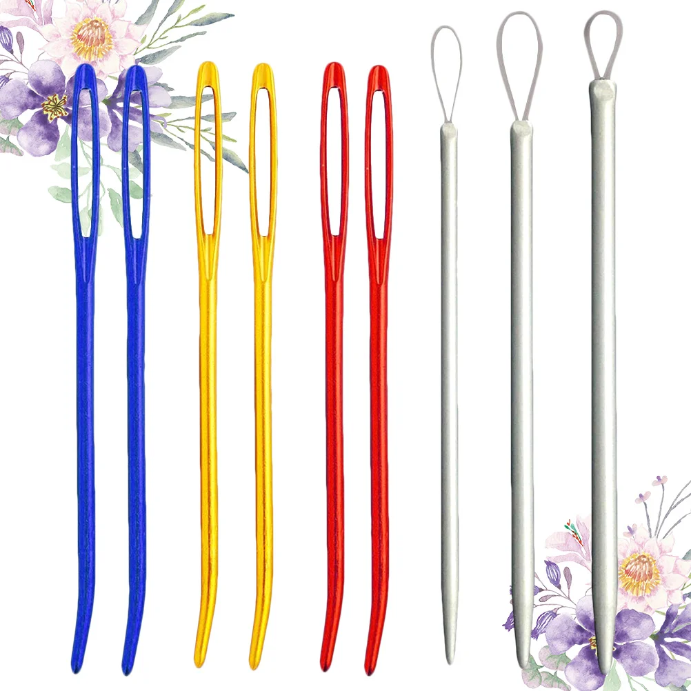 9 Pcs Big Eye Needle Set Tapestry Sewing Pins Wool Needles Crochet Hook Giant Large-Eye