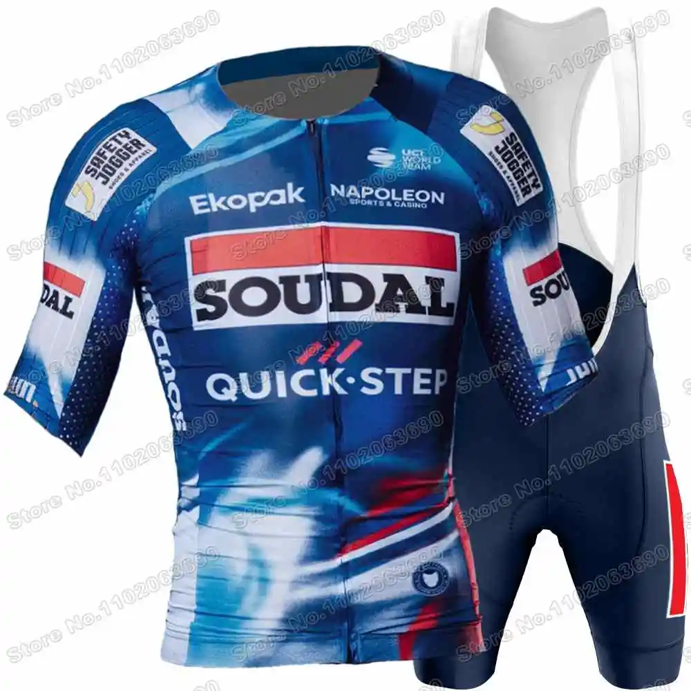 2024 Belgium Soudal Quick Step Cycling Jersey Set World Champion Remco Evenepoel Cycling Clothing Road Bike Shirt Suit Pants