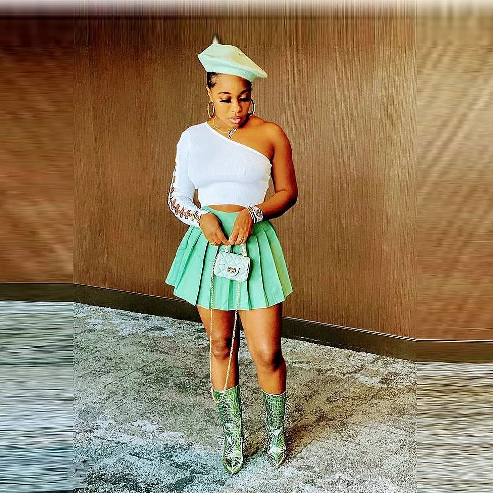

Mini Green Mini Skirt For Women Without Tuo A Line Custom Made Draped Short Party Skirt 2025 Summer Wear