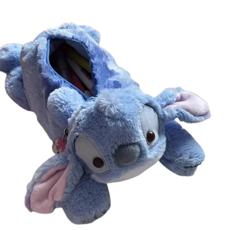 Disney Stitch Plush Pencil Case Kawaii Student Large Capacity Pencils Bag Pouch Pen Case School Supplies Stationery Storage Bag