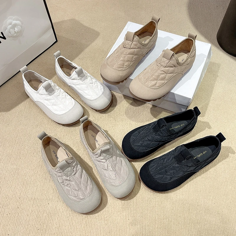 2024 Winter New Style Plus Velvet Warm Women Shoes Loafers Soft Bottom Non-slip Waterproof Fashion Cotton Shoes Casual Sneakers