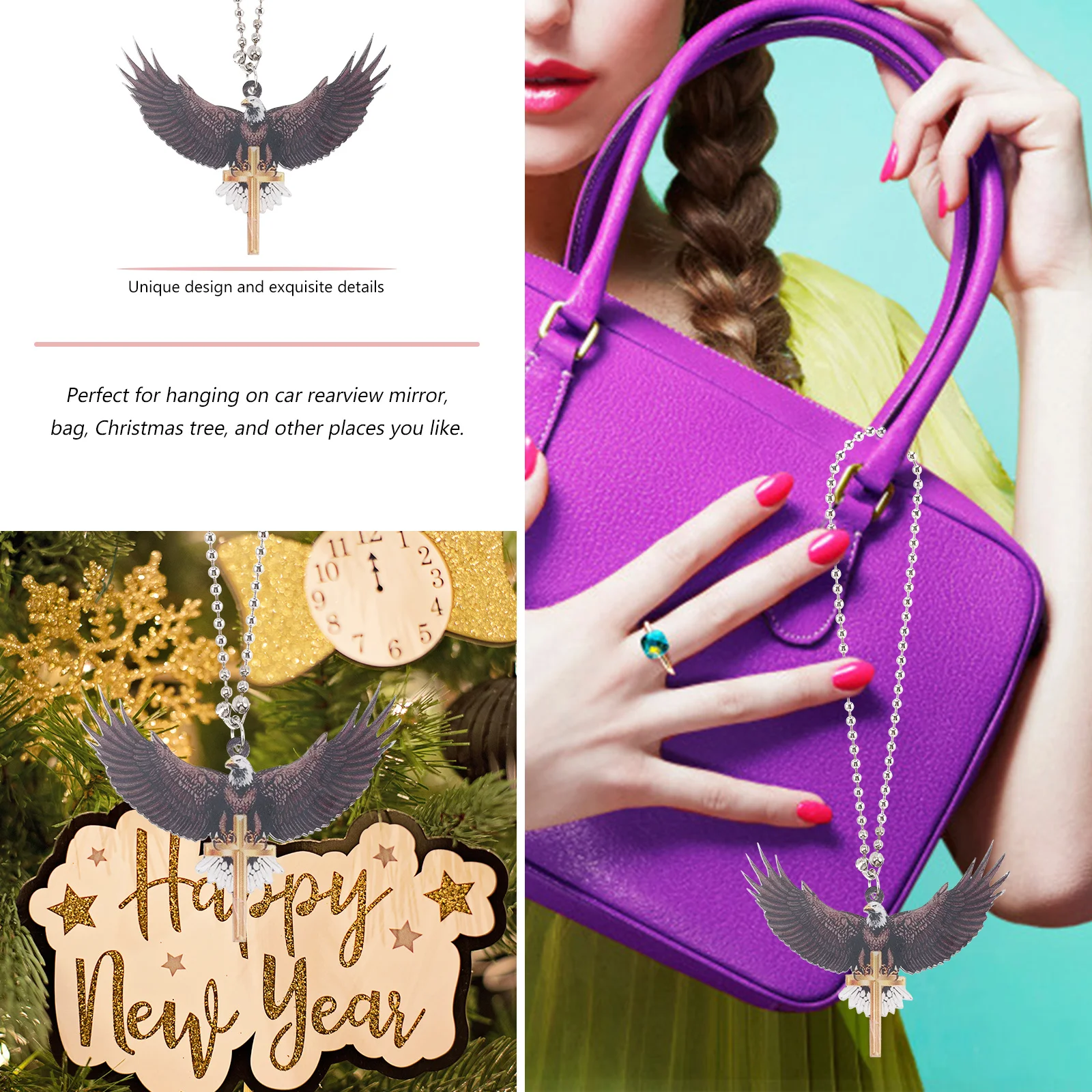 

Car Rearview Mirror Pendant Acrylic Decorative Hanging Accessories Easy Clean Durable Lightweight Interior Ornament