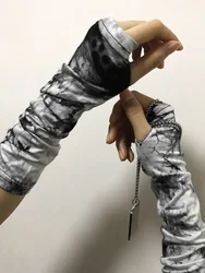 Guantes de puño sin dedos para hombres y mujeres, manopla de Ninja, manga Punk, gótica, Grunge, Rock, Hip Hop, Harajuku, Tie Dye, Y2k