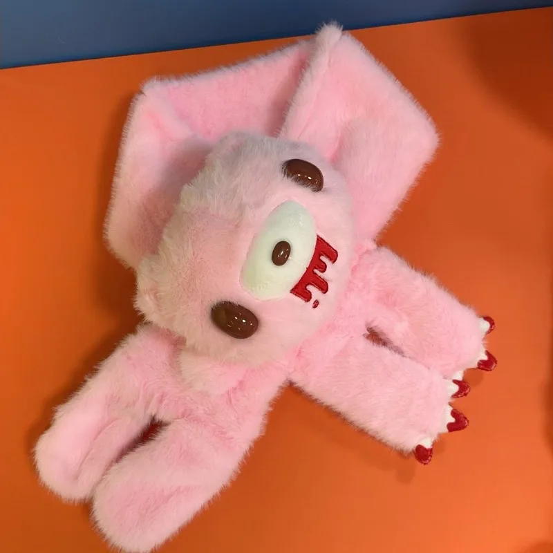 Neuer Gloomy Bear Plüschschal mit hohem Farbwert im Stil einer Animations-Cartoon-Puppe, mädchenhaft, für Herbst und Winter, Paar-Allround-Schal – Detail 2