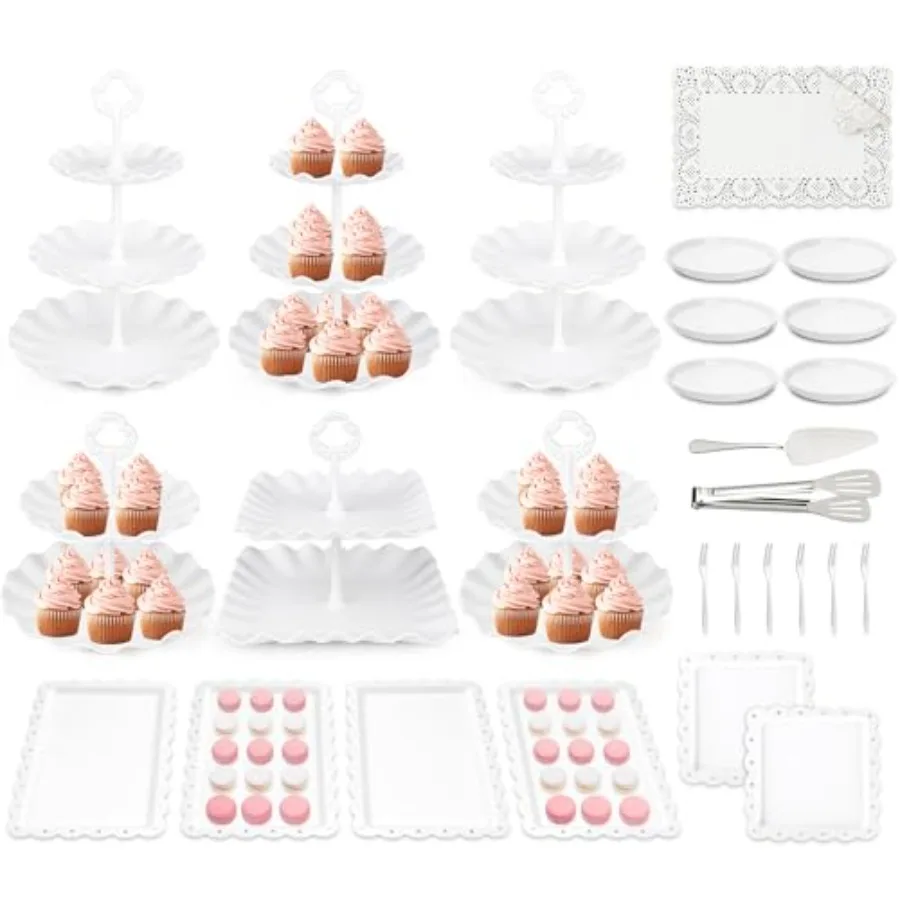 

36 Pack Cupcake Stand, Dessert Table Display Set, 3-2 Tiered Tray Stand Cupcake Holder Display Tower for Wedding, Serving Trays