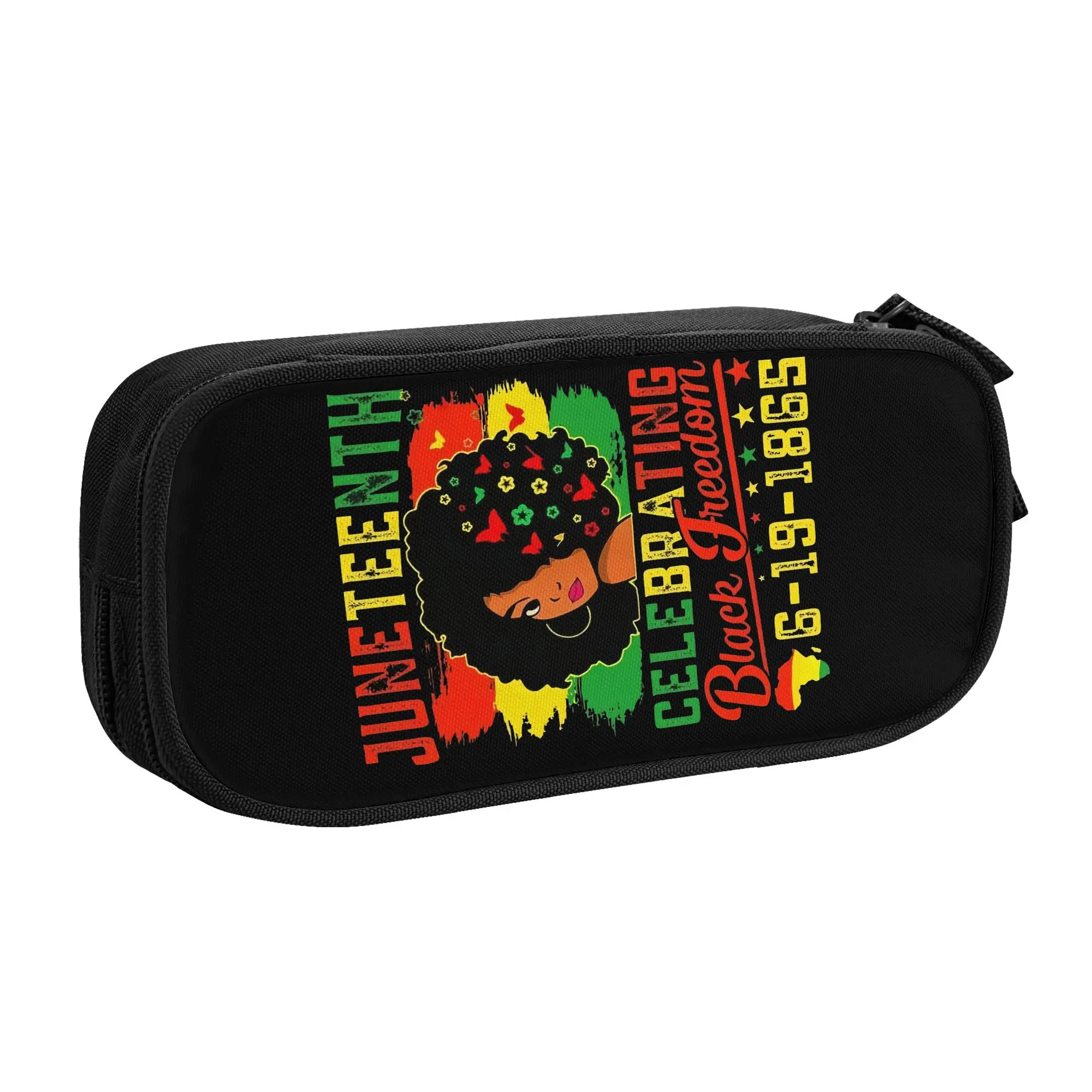 Juneteenth Celebration Black Freedom 1865 With Vibrant African Pencil Case for Girls Boys Big Capacity  Pencil Box Stationery