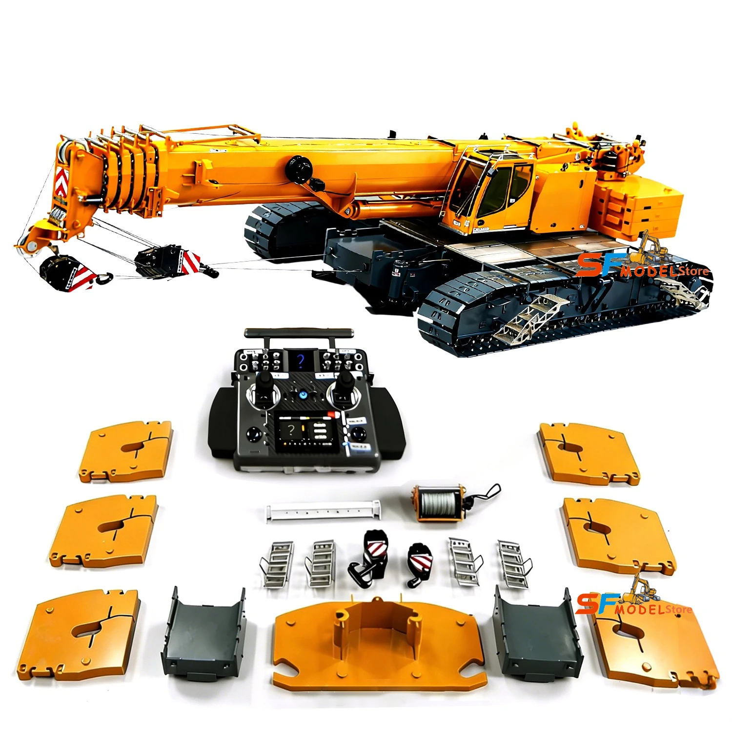 Eyewhale D1220 RC Hydraulic Crane 1/14 Scale Metal Tracked Crane Hydraulic Remote Control Engineering Vehicle Model Adult Toy