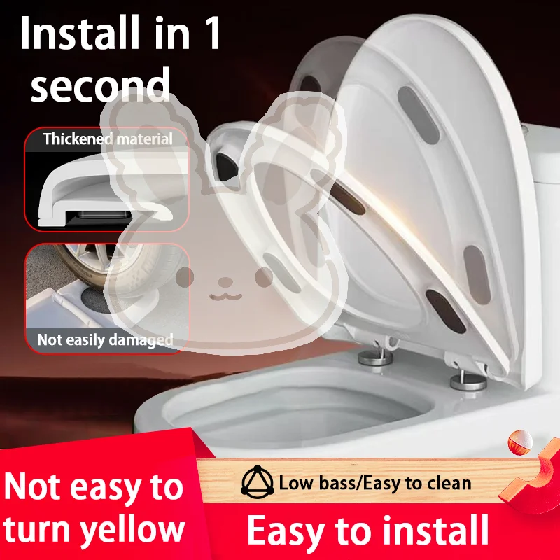 [Installs In 1 Second]Thickened Shatterproof Toilet Seat Compatible With All Brands U/V/O Shaped Toilet Seats