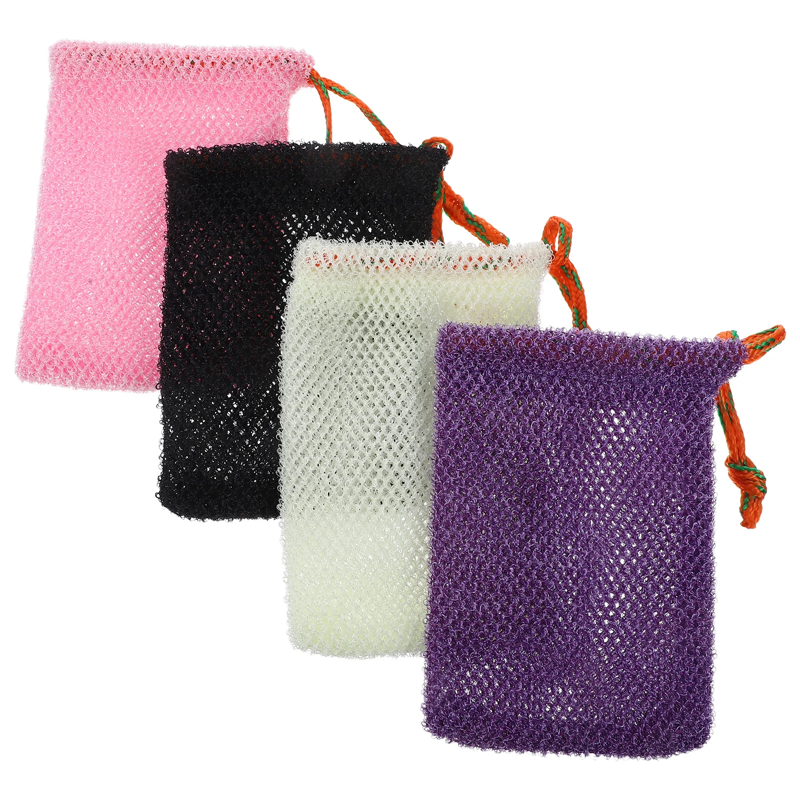 

4pcs Soap Bubble Mesh Bags Exfoliating Soap Saver Pouch With Drawstring For Bath Shower Body Facial Cleaning Quick Dry Durable