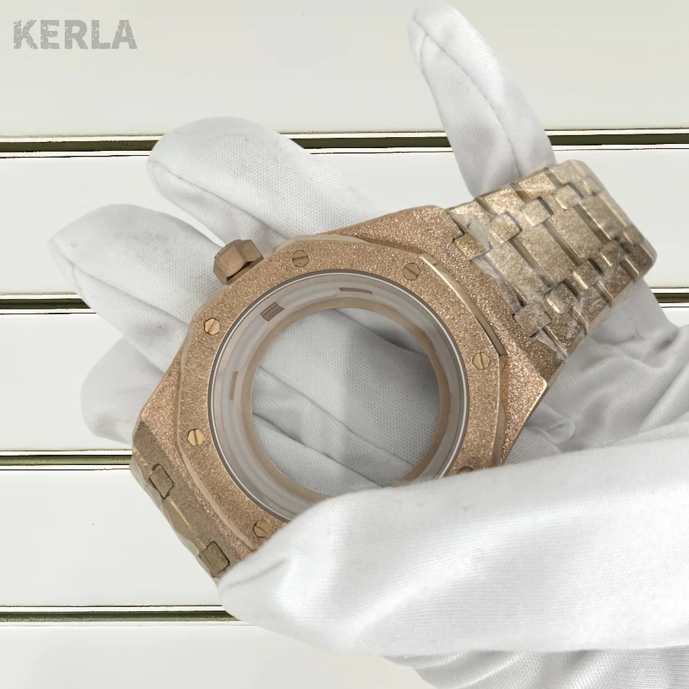 41mm Starry Sand Silver Watch Case Strap 316L Stainless Steel Fit Oak 31.8mm Dial Assembled NH35 NH36 Movement Watch Accessories