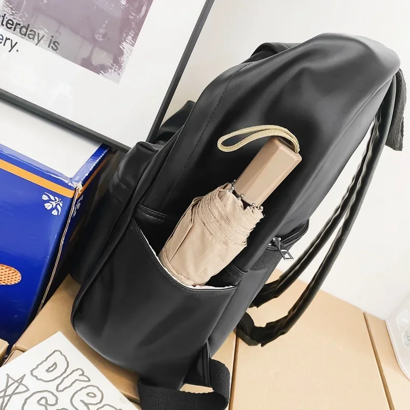 Fashion New Soft Leather Schoolbag High School Student Backpack Women's Simple Casual Fashion Large Capacity Travel Backpack Men