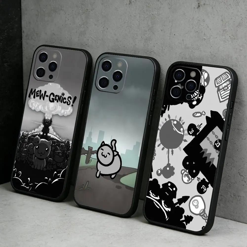 

Cat Game M-Mew-Genics Phone Case For iPhone17,16,15,14,13,12 Plus,Max Soft Silicone Black Cover