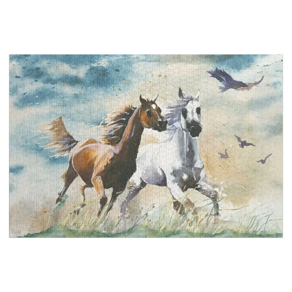 Puzzle de cheval sauvage pour adultes, scies en bois, photo personnalisée