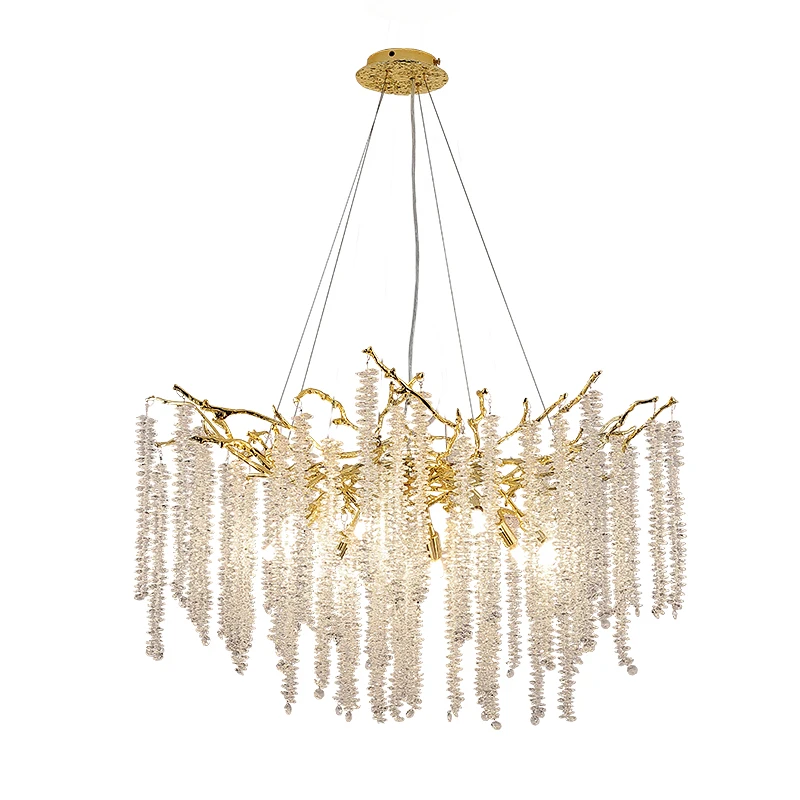 Luxury crystal chandelier French European all copper branch living room, dining room bedroom designer lamps