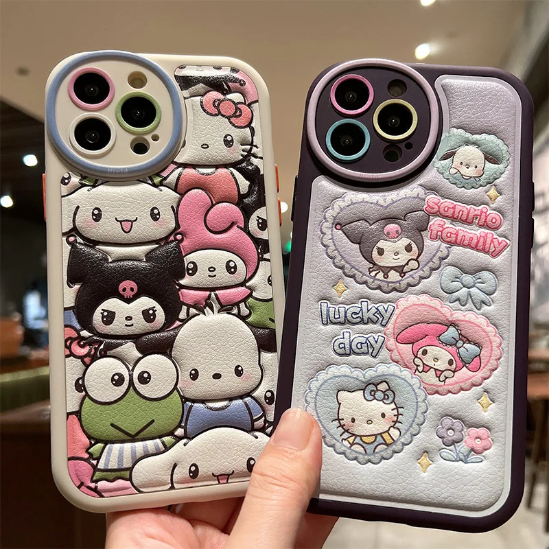 

Cartoon Sanrio Phone Cases Kuromi Accessories Cute Kawaii Anime Apply Iphone13121114Pro Protective Covers Toys for Girls Gift