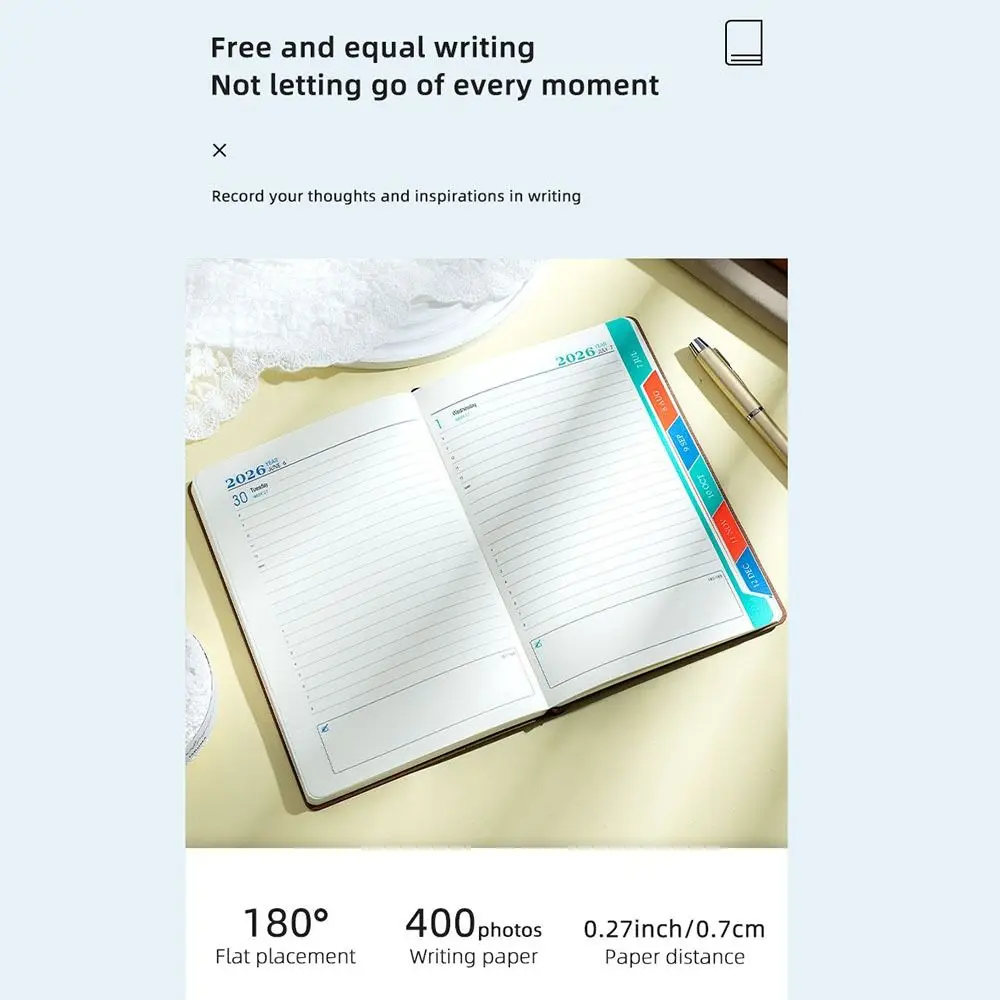 Wear-resistant 2026 Schedule Planner Thick Paper 365 Days Bookmark A5 Daily Planner Notebook Efficient Time Organizer