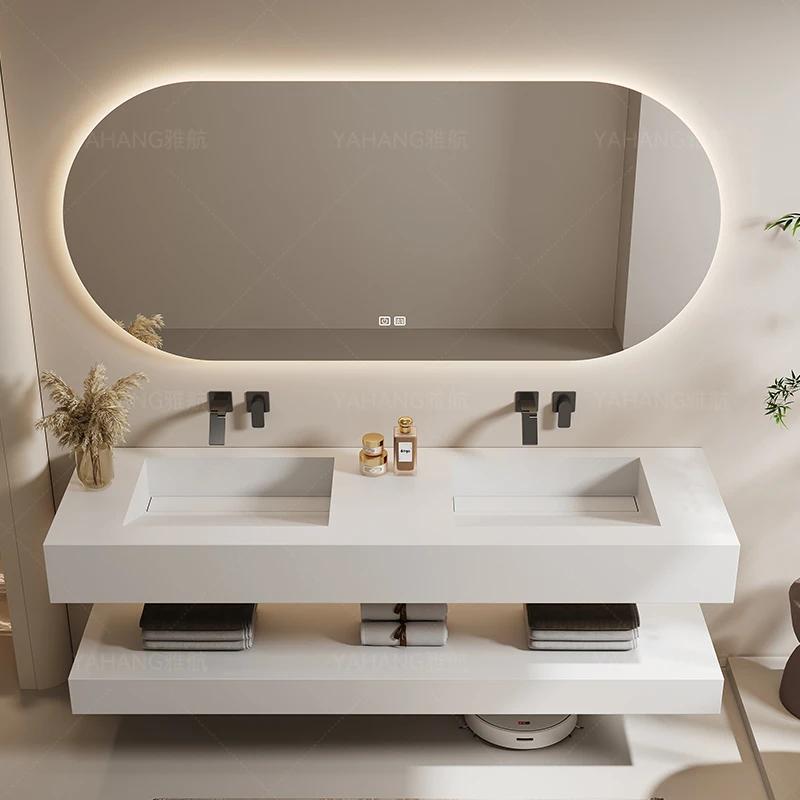 Modern Slanted Basin Stone Vanity Set 3