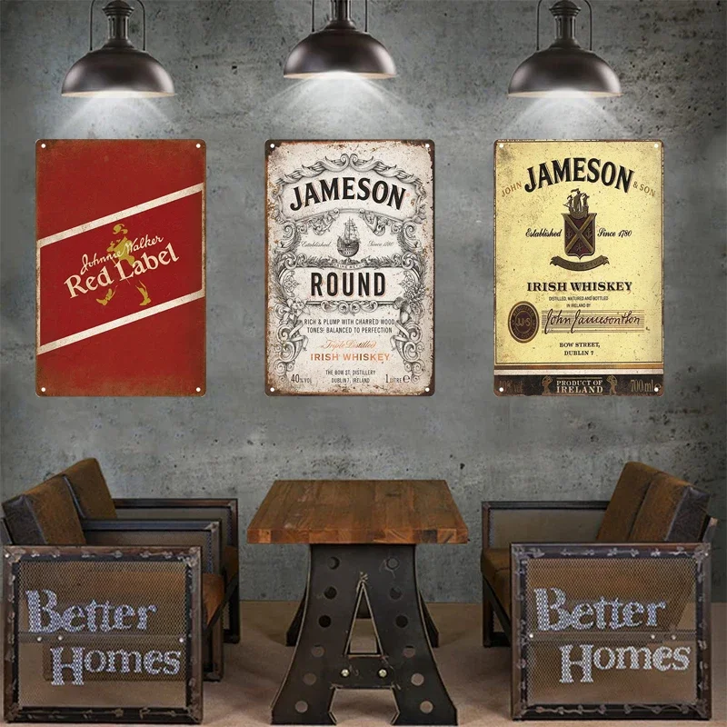 Whisky Marke Metall Vintage Zinn Zeichen Metall Zeichen dekorative Wandtafel Werbe teller Pub Bar Club Mann Höhle Dekor Wand dekoration