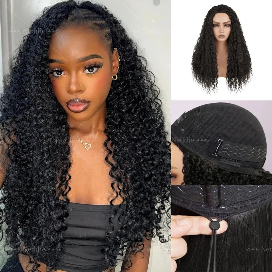 

Kinky Curly Flip Over Human Hair Wig Half Wigs 3 In 1 Seamless Beginner Friendly Glueless Ready To Go Curly Wig