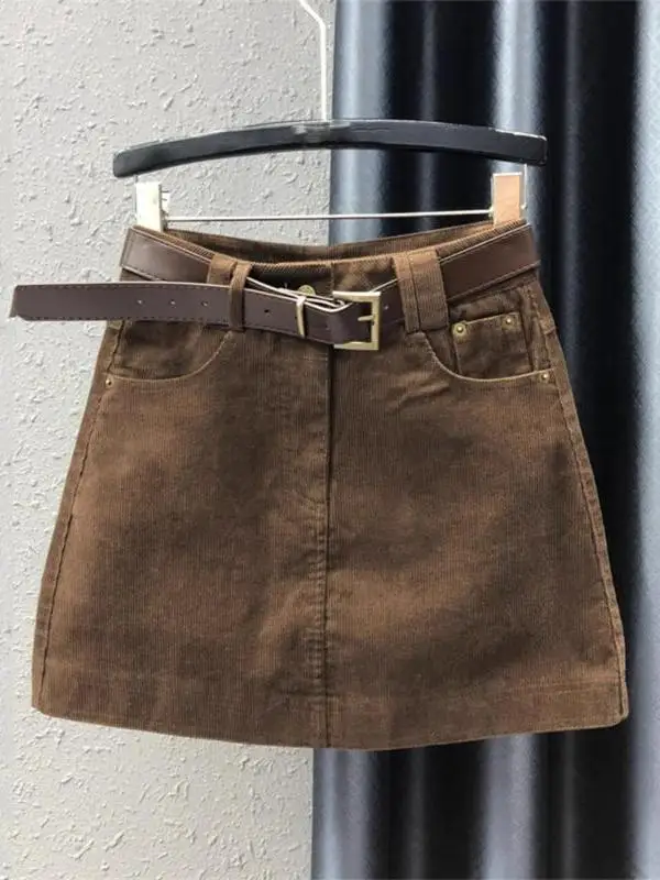 

Versatile Corduroy f-length Skirt Women's Faion High-waist A-line Bodycon Skirt Autumn Winter New Sle Slimming