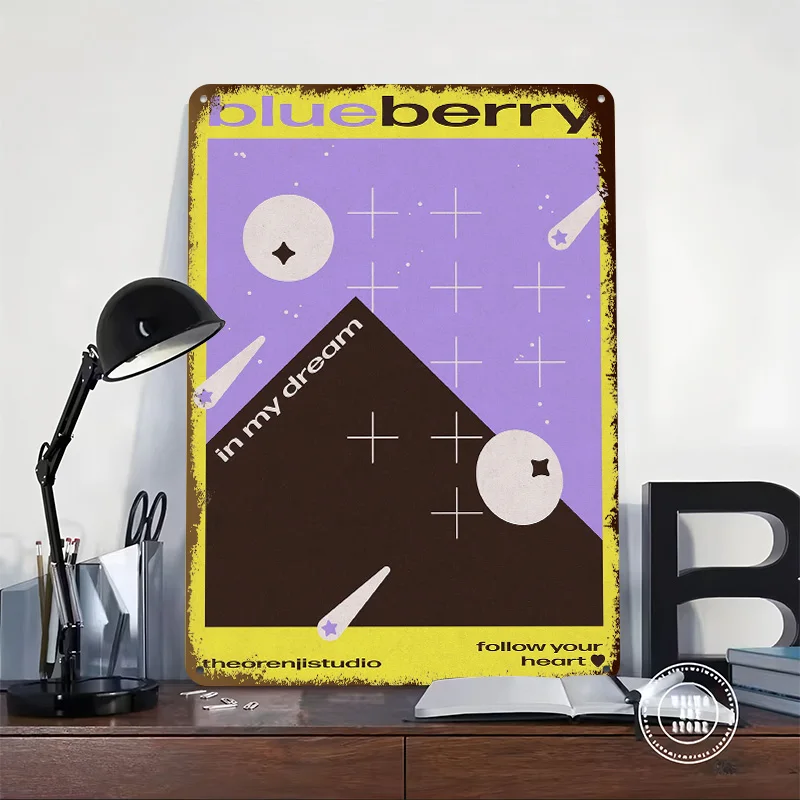 Blueberry Dream Poster Retro 3D Printed Metal Signs Customized Wall Hanging Gift for Decoration Living Room Decorations Man Cave