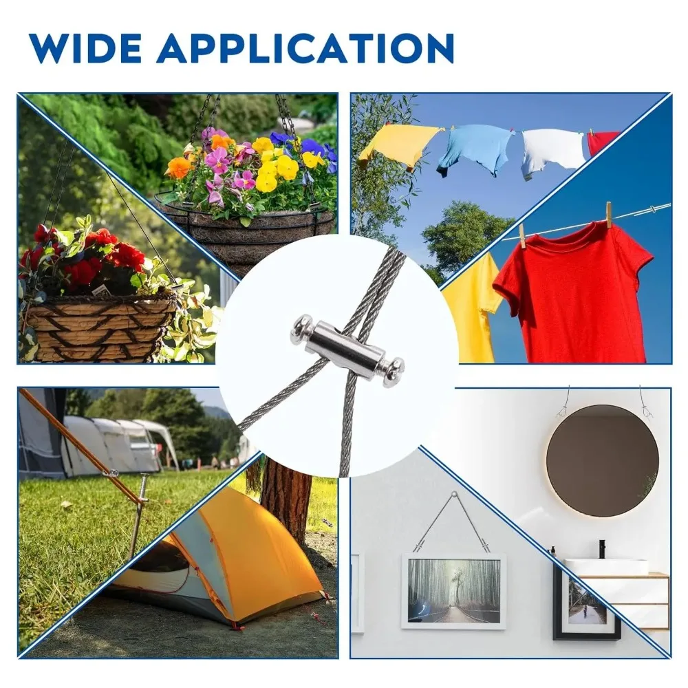 

Металлические зажимы-фиксаторы с регулируемыми винтами для крепления кабелей и тросов диаметром 1,2-2,5 мм, а также для домашнего использования и монтажных работ