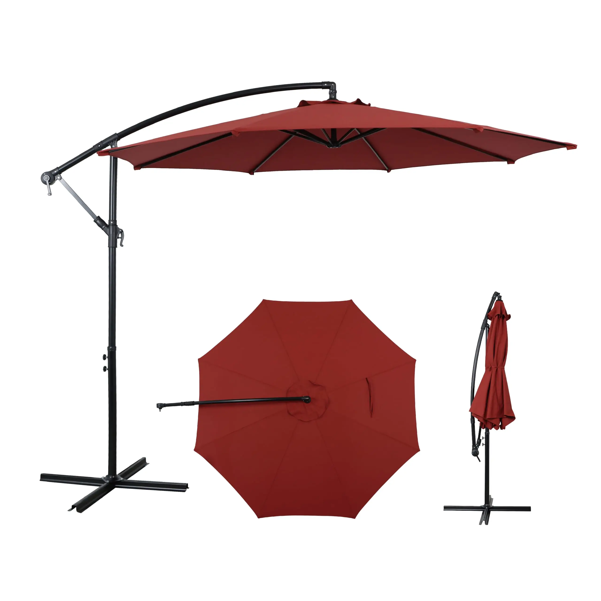 10FT Outdoor Offset Umbrella, Cantilever Patio Umbrella with Infinite Tilt, UV Resistant & Water-Repellent Canopy &