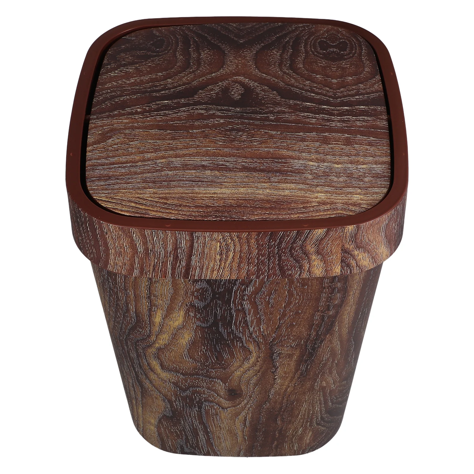 

Качающаяся крышка, мусорное ведро, винтажный деревянный узор, пластиковый контейнер для мусора для кухни, ванной комнаты, гостиной, офиса, декоративный