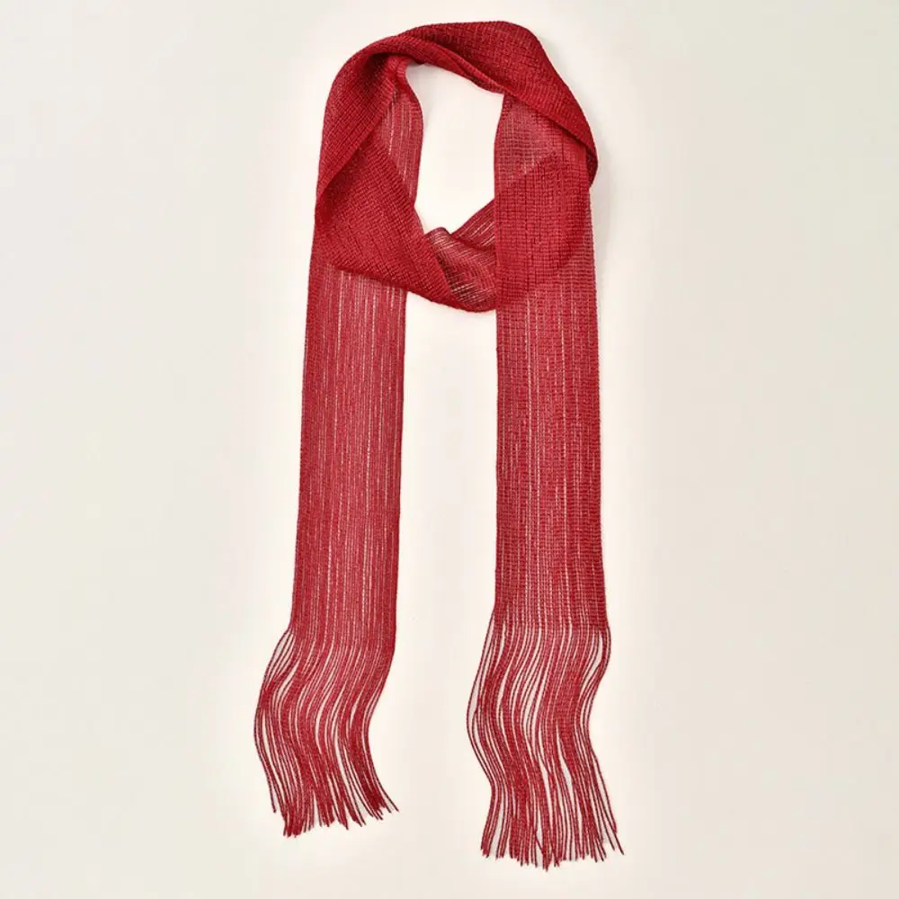 

Trendy Thin Long Tassel Scarf Vintage Retro Neckwear Scarf Luxury Brand Designer Multi-purpose Thin Scarf Decoration Neckerchief