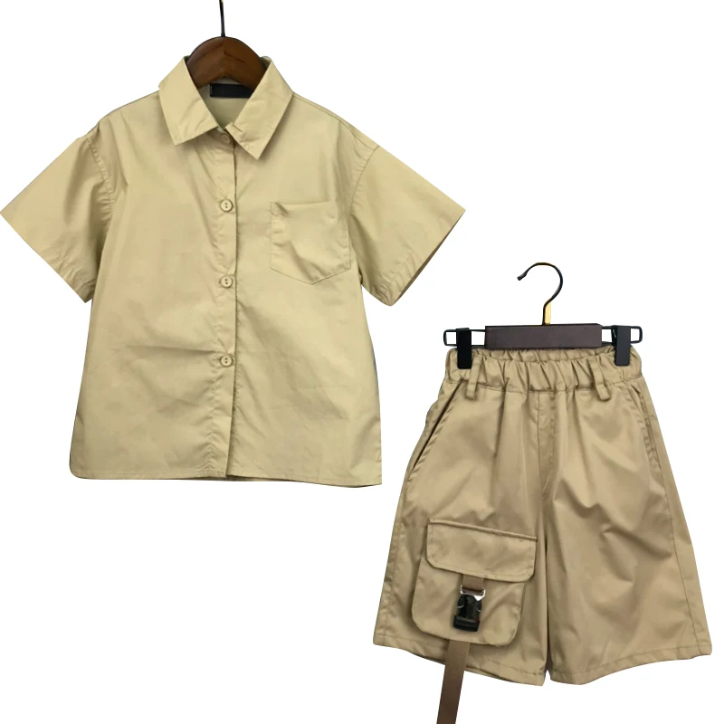 2023 new children's clothes boys short sleeve shirt suit 2023 summer clothes new thin shirt shorts two-piece set