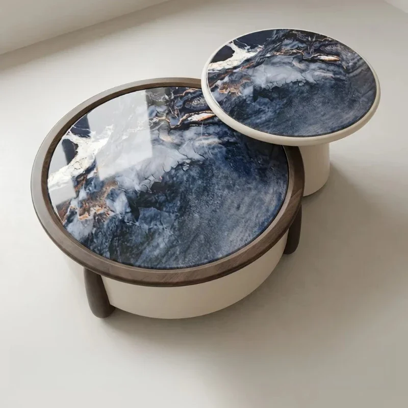 

Modern two-piece design, coffee table, wood board, smooth lacquered finish, easy to clean, durable, home living room furniture