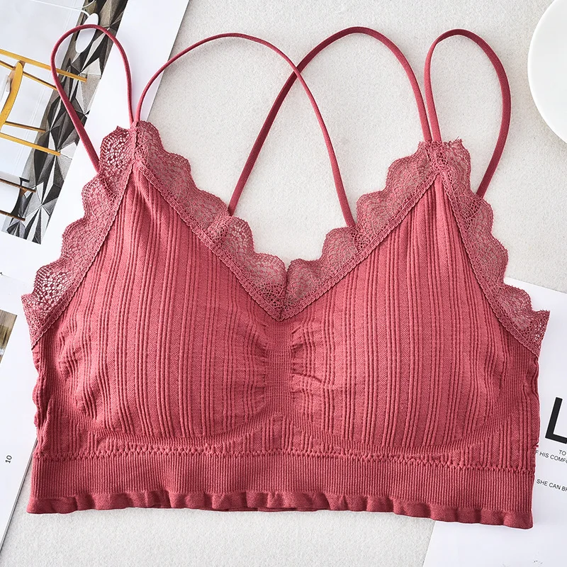 New Seamless Cross Strap Lace Sexy Back Wrapping Chest Bottom Sports Tank Top Bra Bra for Women