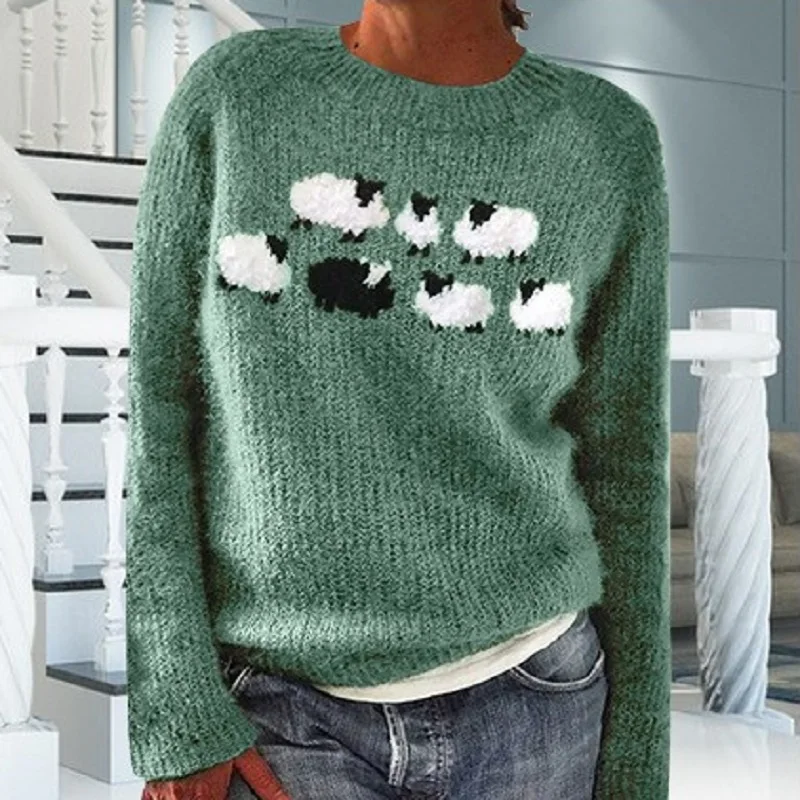 

Colorful Printed Sweater For Women Energetic Round Neck Pullover Autumn And Winter Striped Sweater Plush Warm Hoodie Top SuéTer